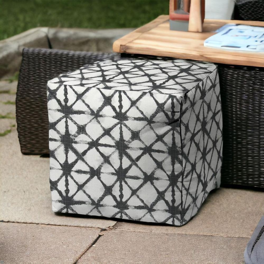 17" Gray Cube Indoor Outdoor Pouf Cover. Picture 2