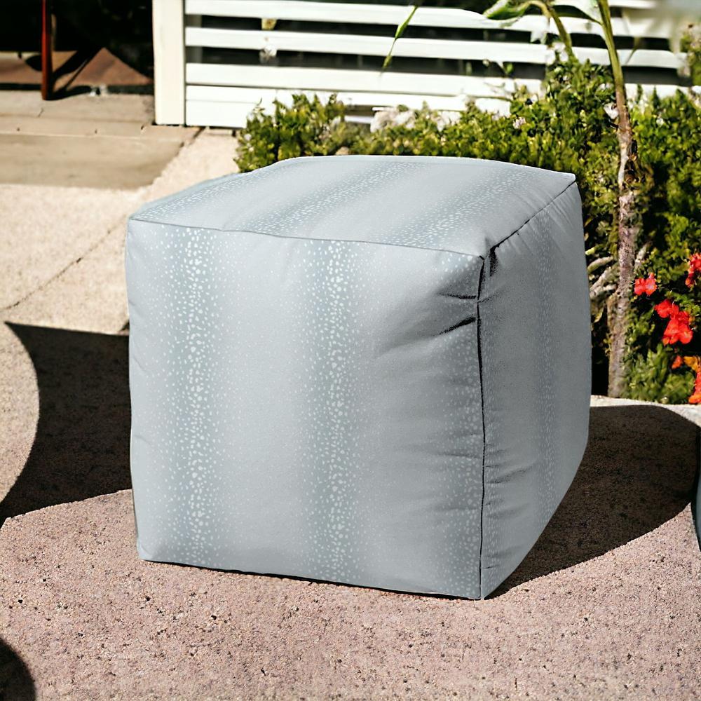 17" Blue Cube Indoor Outdoor Pouf Cover. Picture 2