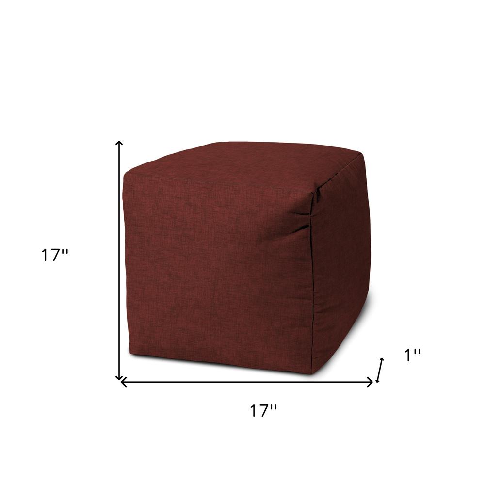 17" Red Polyester Cube Indoor Outdoor Pouf Cover. Picture 5