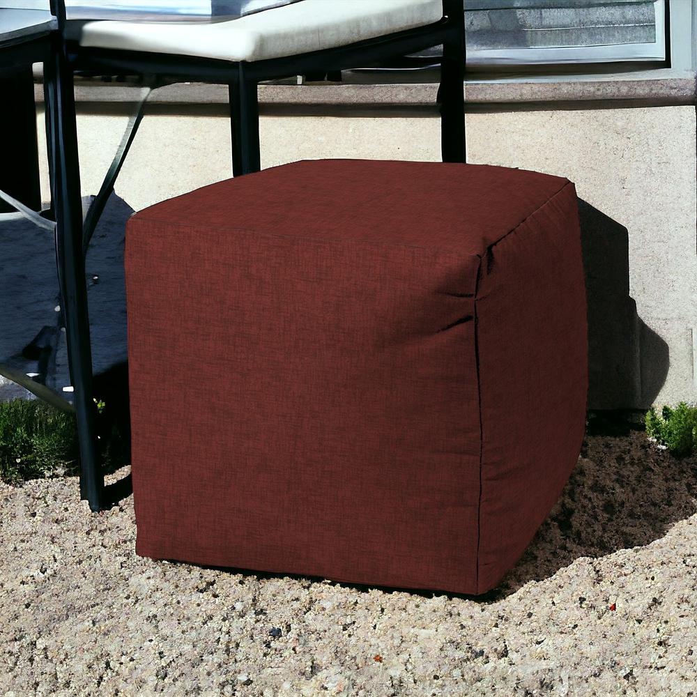 17" Red Polyester Cube Indoor Outdoor Pouf Cover. Picture 2