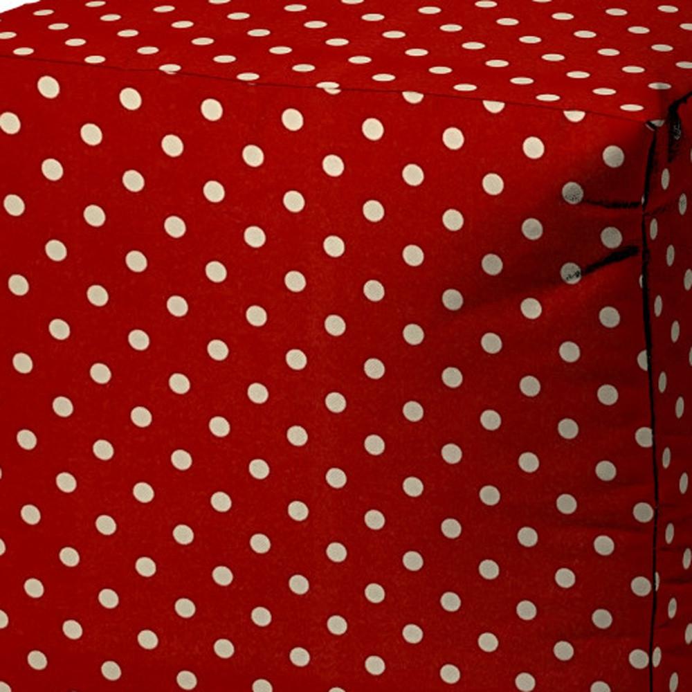 17" Red Cube Polka Dots Indoor Outdoor Pouf Cover. Picture 3