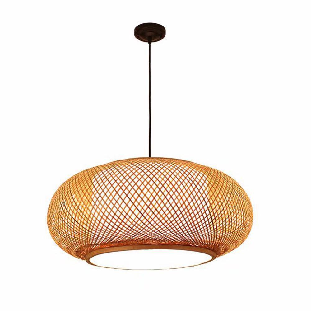 Natural Bamboo Rattan Oval Open Weave Hanging Ceiling Light. Picture 3
