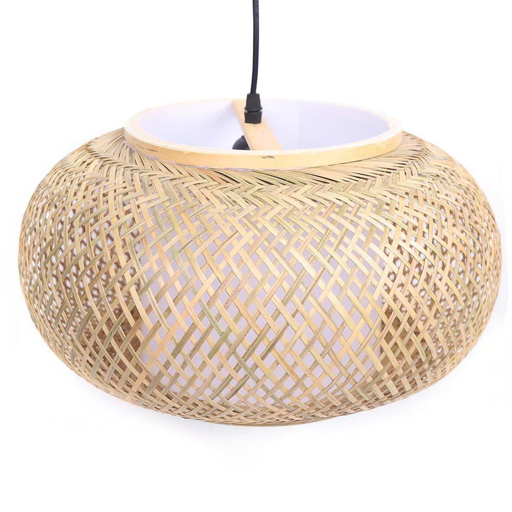 Natural Bamboo Rattan Oval Open Weave Hanging Ceiling Light. Picture 4