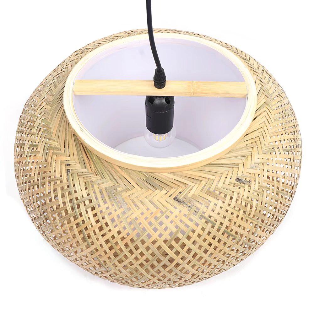 Natural Bamboo Rattan Oval Open Weave Hanging Ceiling Light. Picture 5