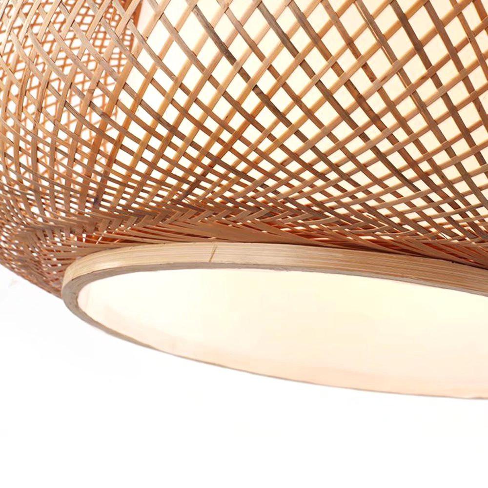 Natural Bamboo Rattan Oval Open Weave Hanging Ceiling Light. Picture 6