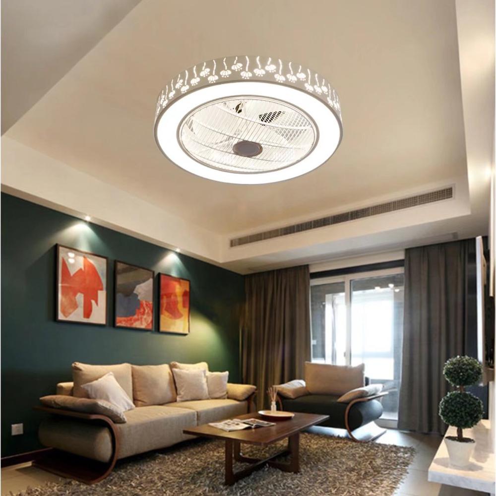 Modern Ceiling Fan and Light With Flower Details. Picture 1