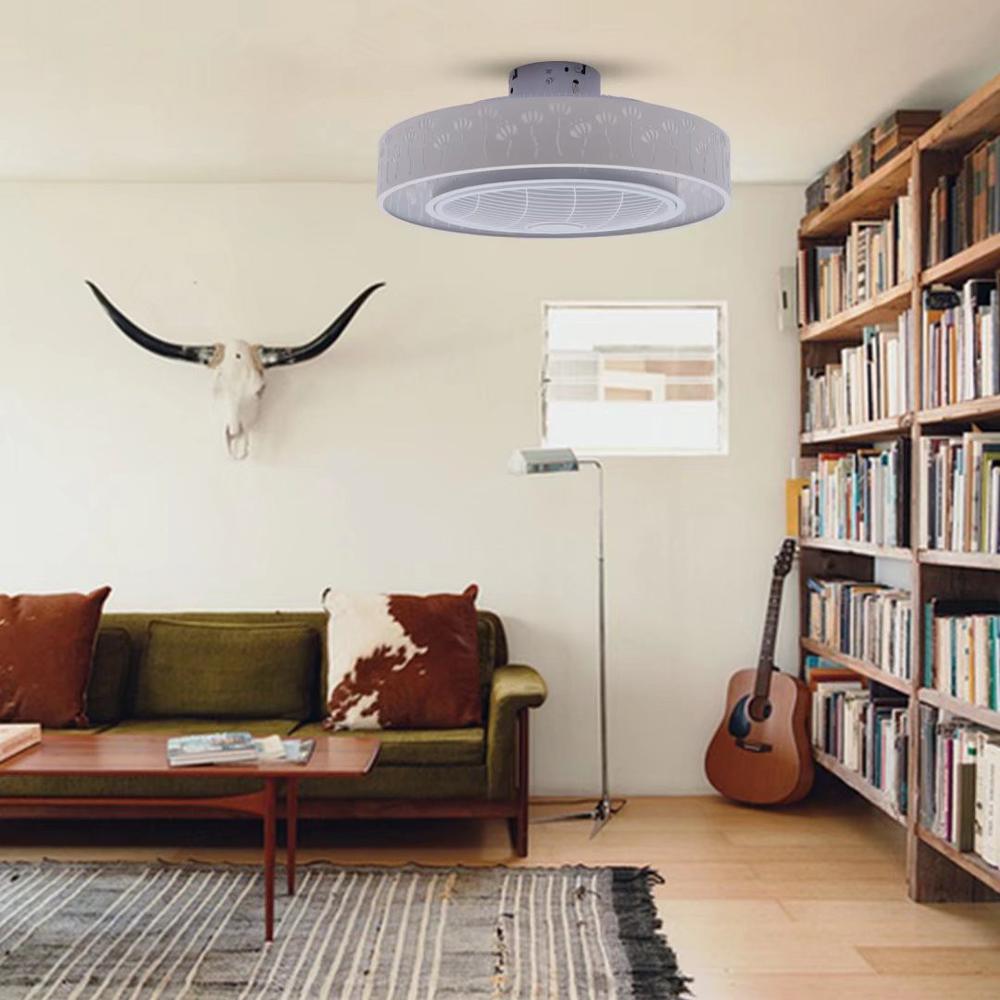 Modern Ceiling Fan and Light With Flower Details. Picture 2