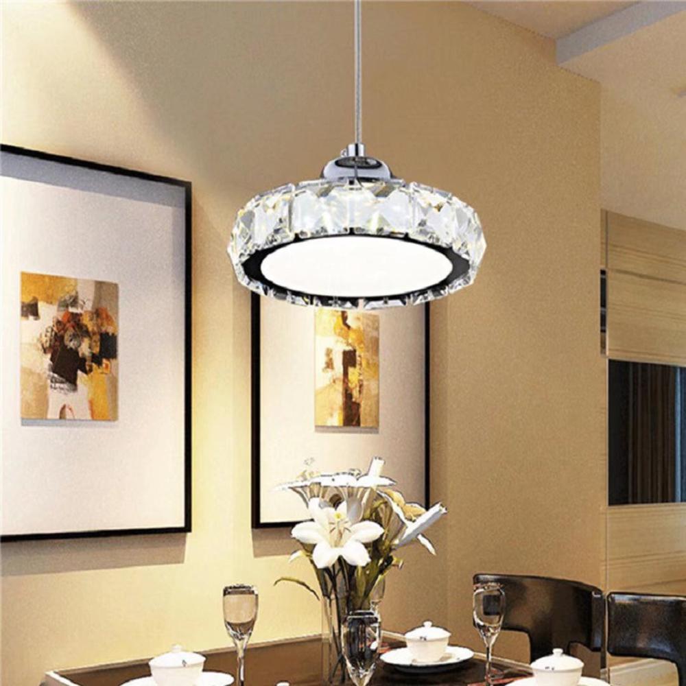 Silver Modern Faux Crystal Compact Ring LED Pendant Lamp. Picture 3