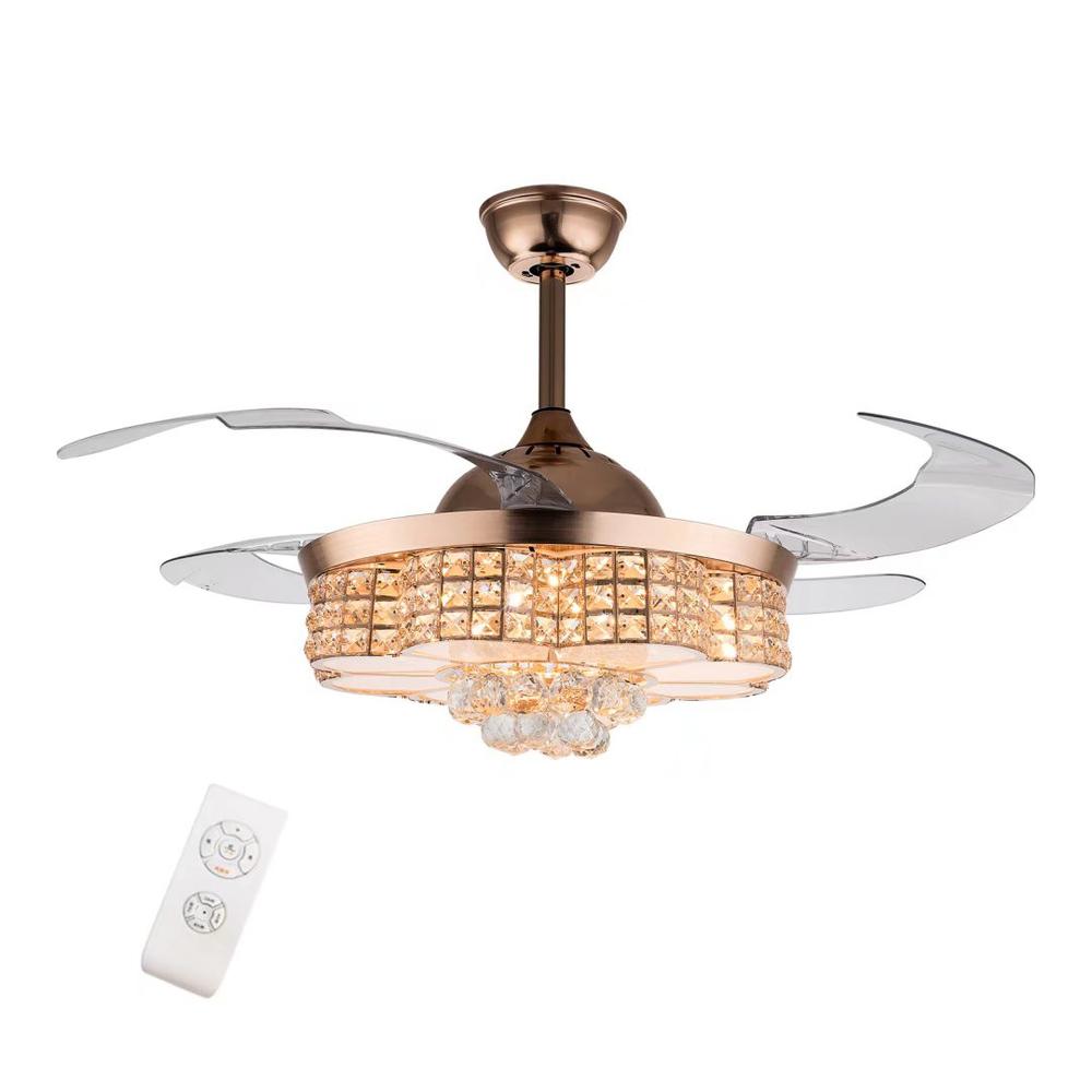 Gold Art Deco Glam Chandelier And Retractable Fan. Picture 6