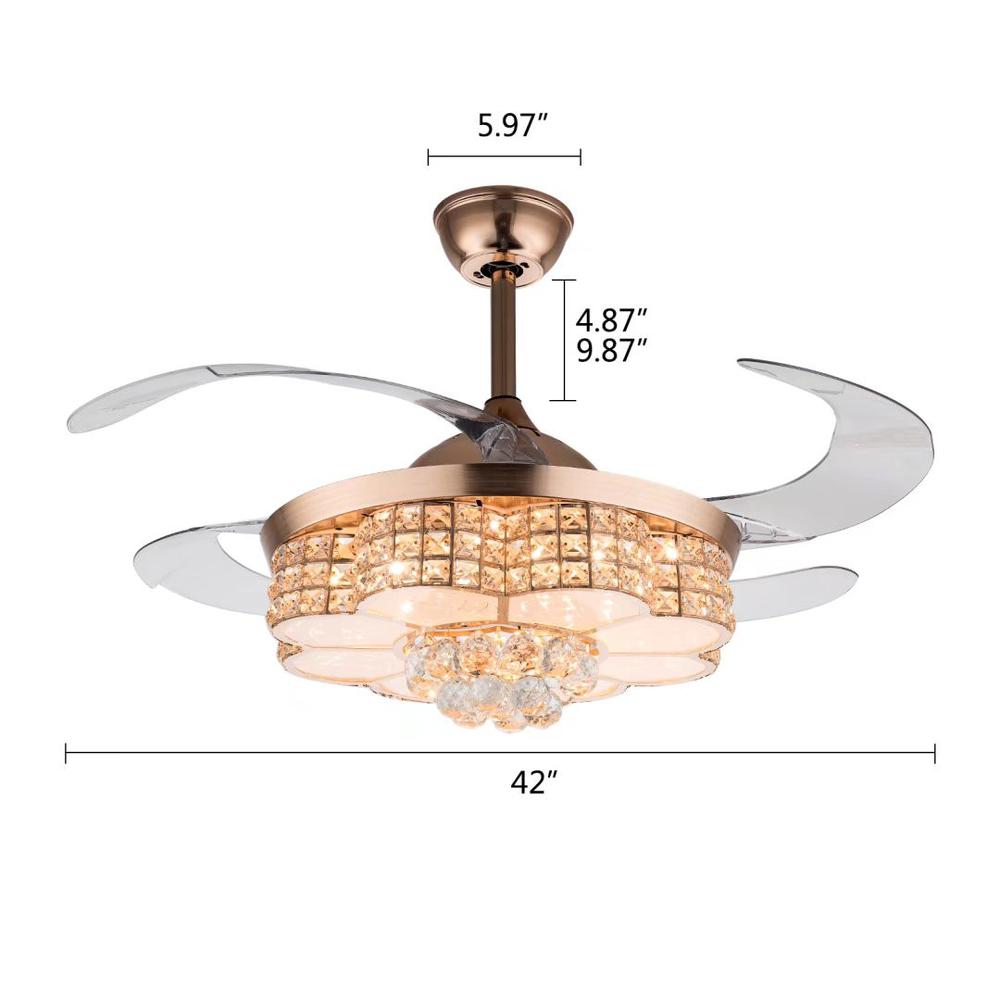 Gold Art Deco Glam Chandelier And Retractable Fan. Picture 7
