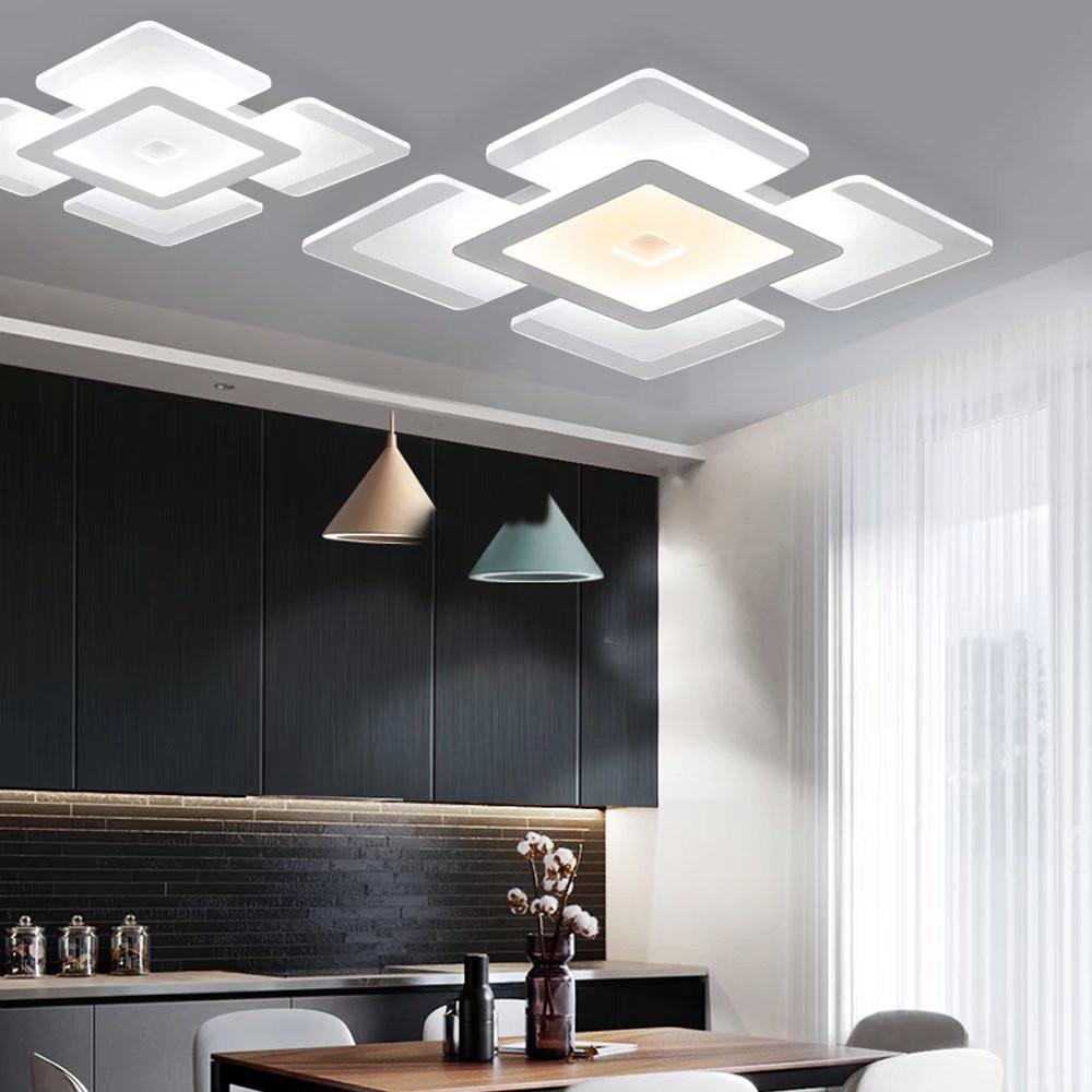 White Modern Acrylic LED Square Ceiling Light. Picture 4