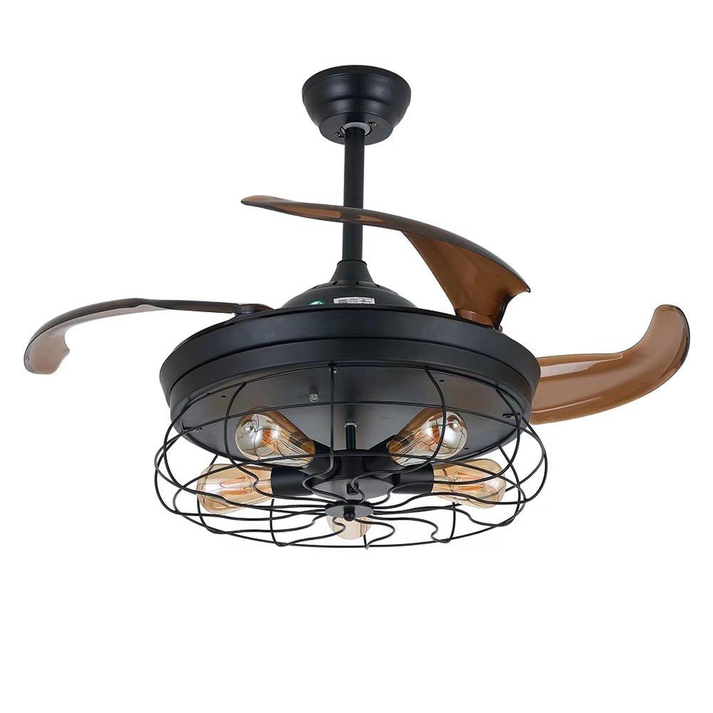 Industrial Caged Ceiling Lamp And Retractable Fan. Picture 5