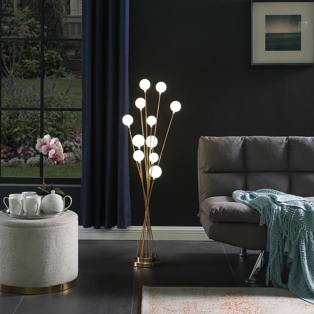 46" Golden Chrome Contemporary Multi Light LED Floor Lamp. Picture 3