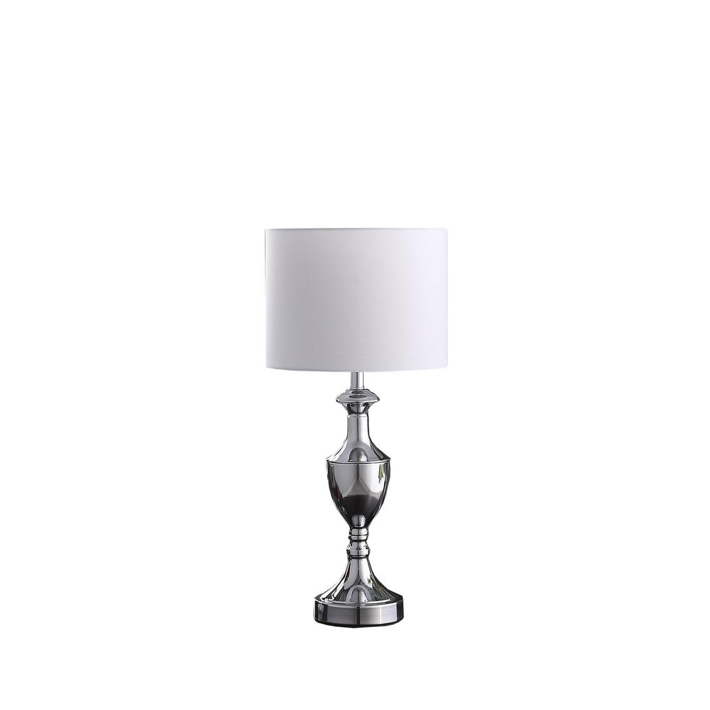 22" Silver Metal Standard Table Lamp With White Shade. Picture 1