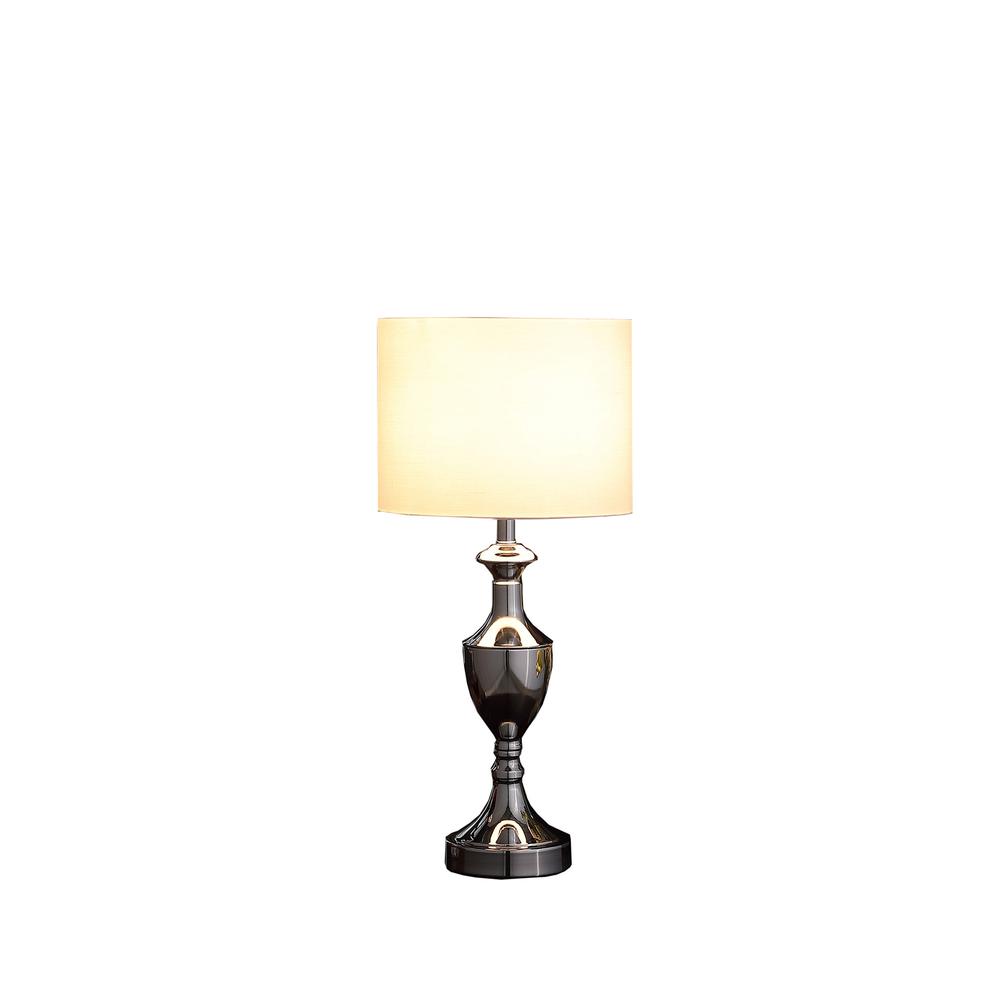 22" Silver Metal Standard Table Lamp With White Shade. Picture 2