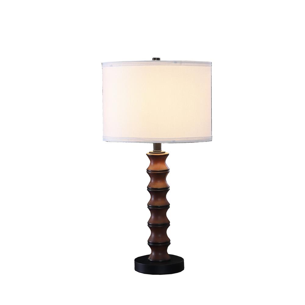 28" Dark Cherry Polyresin Indents Table Lamp With White Shade. Picture 2