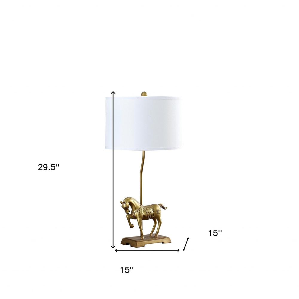 30" Gold Stallion Horse Table Lamp With White Shade. Picture 6