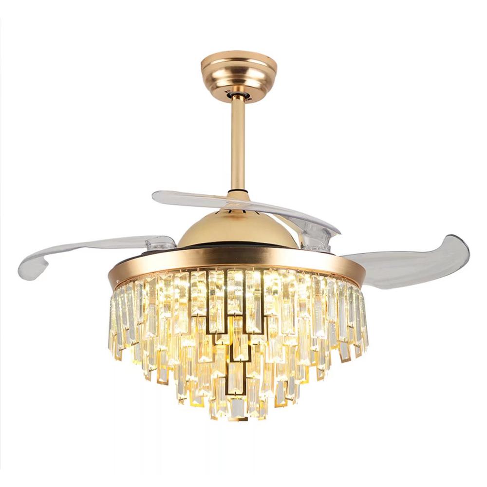 Luxurious Gold Crystal Chandelier Ceiling Fan. Picture 6