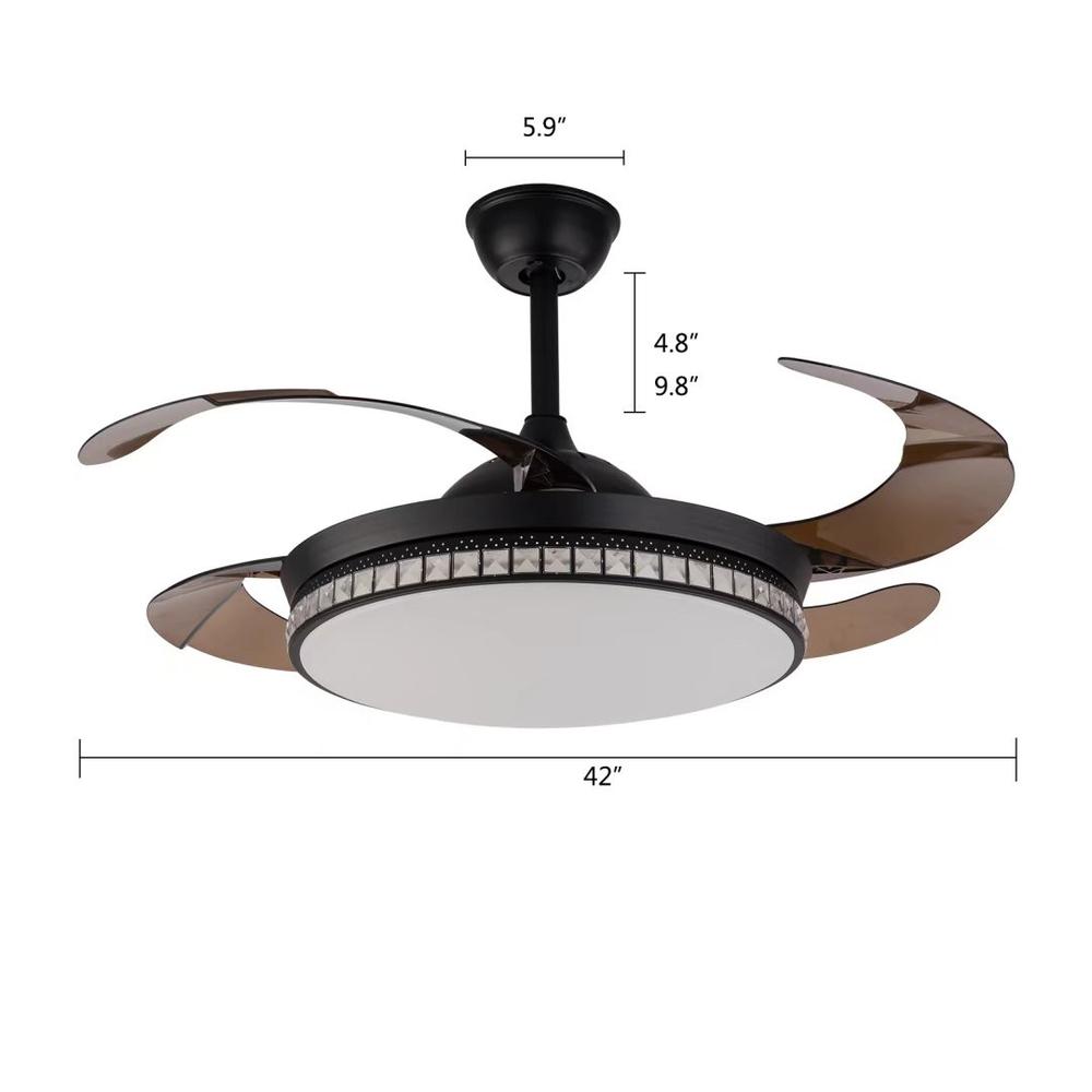 Stylish Black Chandelier With Retractable Blades. Picture 4