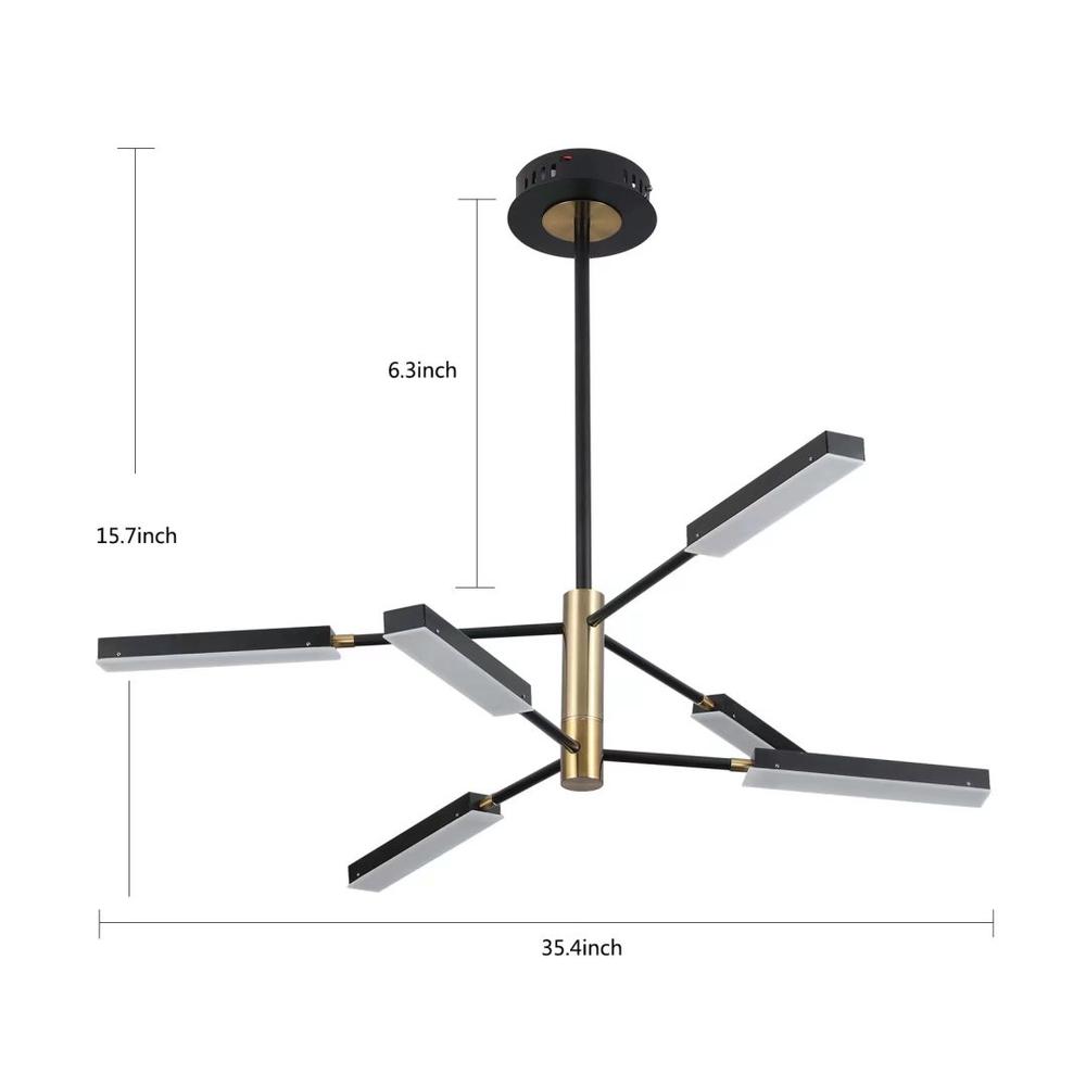 Asymmetric Black and Gold Six Light Ceiling Light. Picture 7