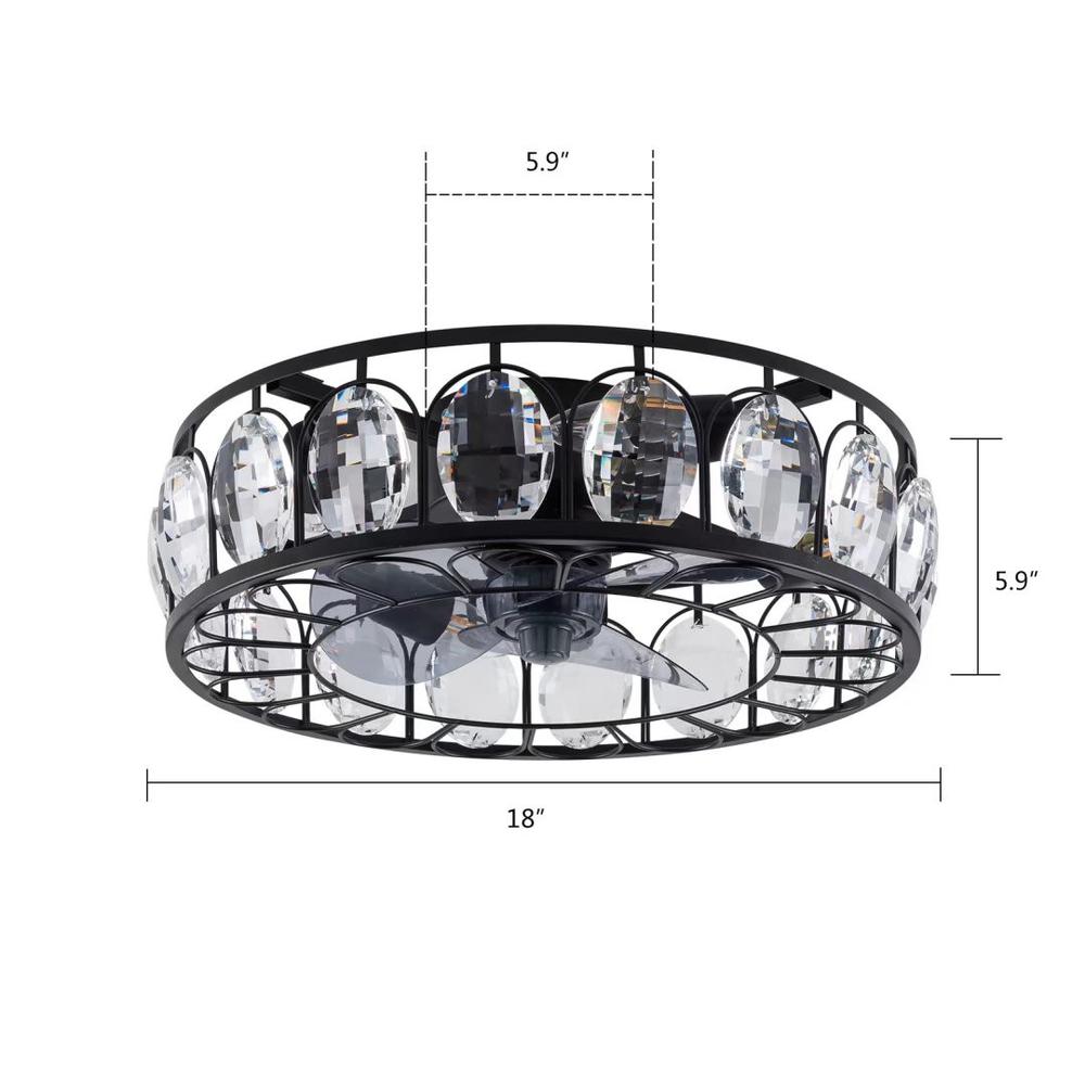 Black Metal Industrial Glam Chandelier Ceiling Fan. Picture 7