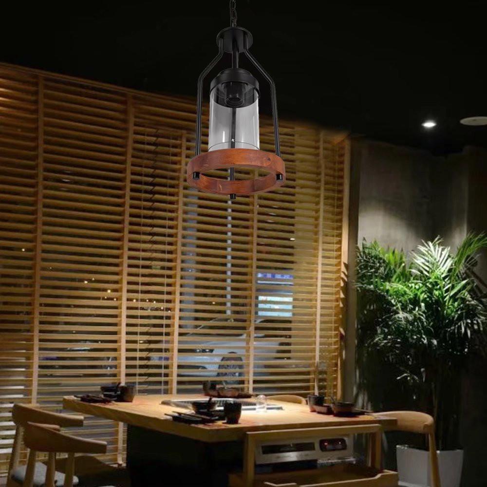 Brown Retro Metal And Wood Pendant Lamp. Picture 2