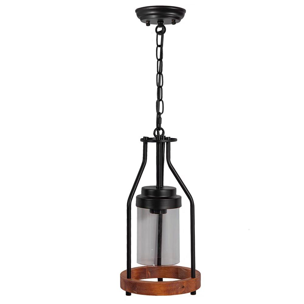 Brown Retro Metal And Wood Pendant Lamp. Picture 6