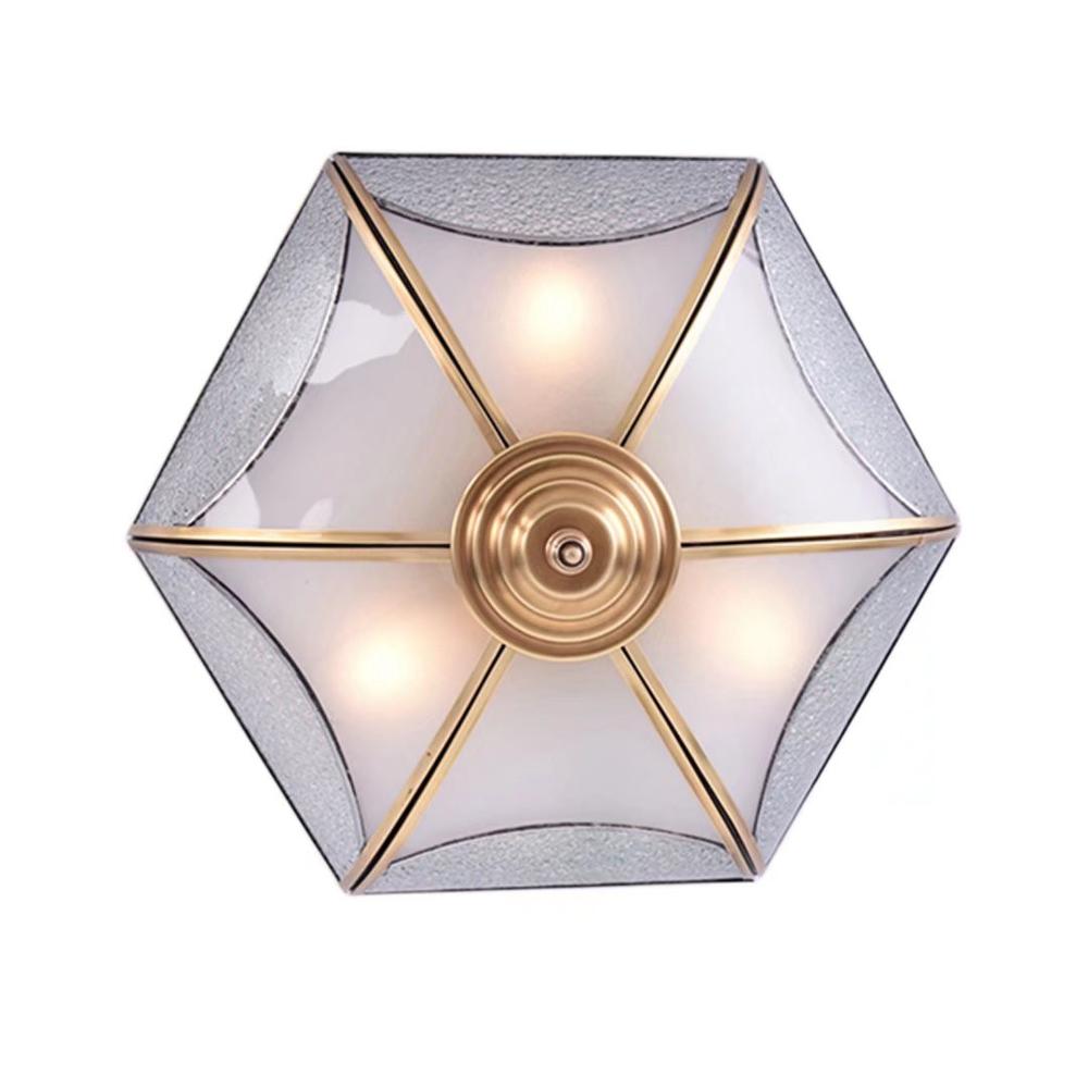 White and Gold Traditional Hexagon Ceiling Light Fixture. Picture 6