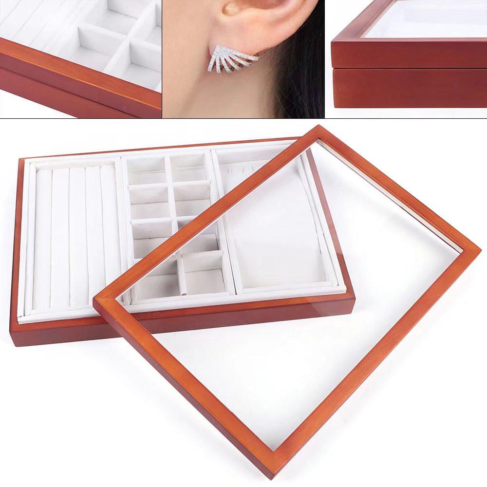 Maple Brown Multi Function Wooden Jewelry Organizer Box. Picture 6