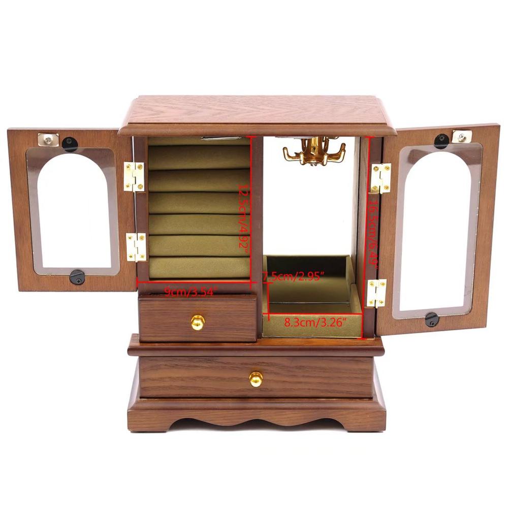Traditional Brown Mini Jewelry Armoire Storage Cabinet. Picture 8