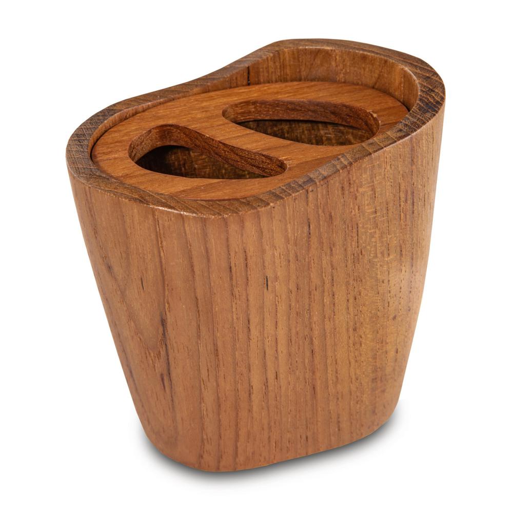 Traditional Solid Teak Oval Toothbrush Holder. Picture 1