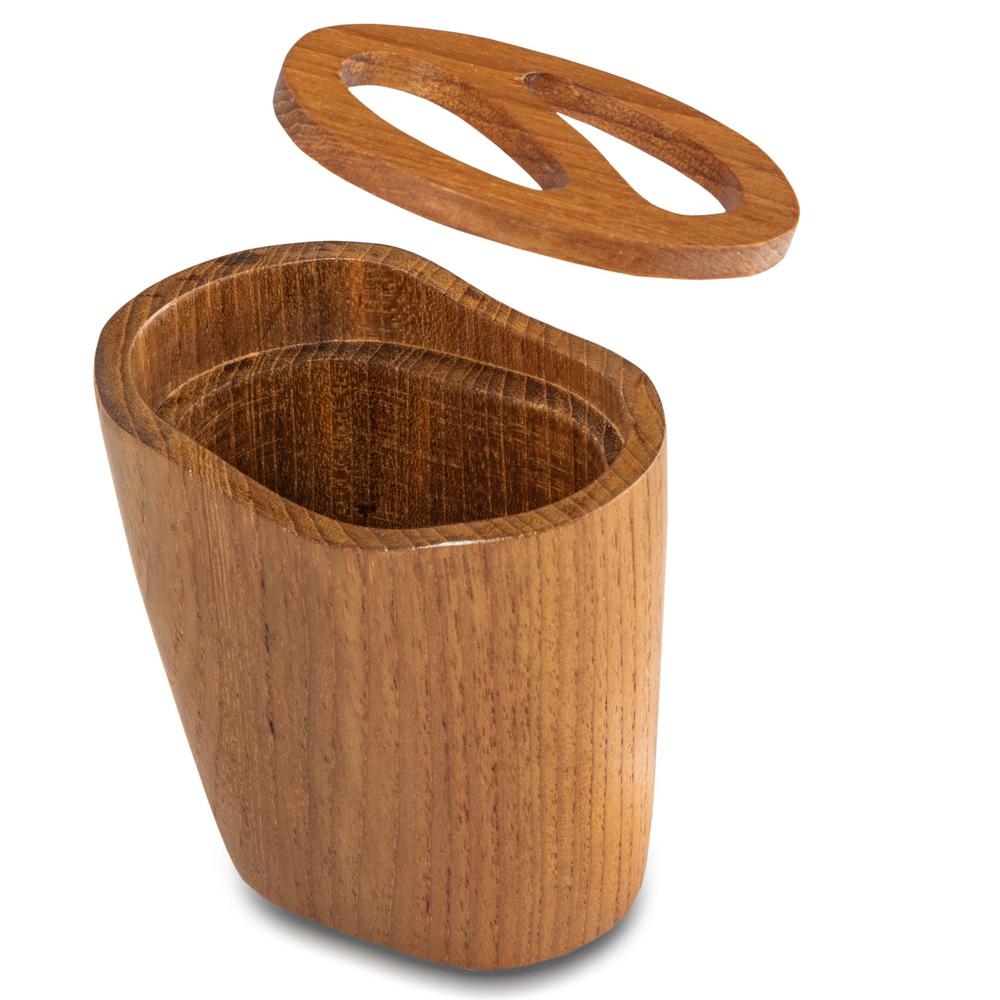 Traditional Solid Teak Oval Toothbrush Holder. Picture 3