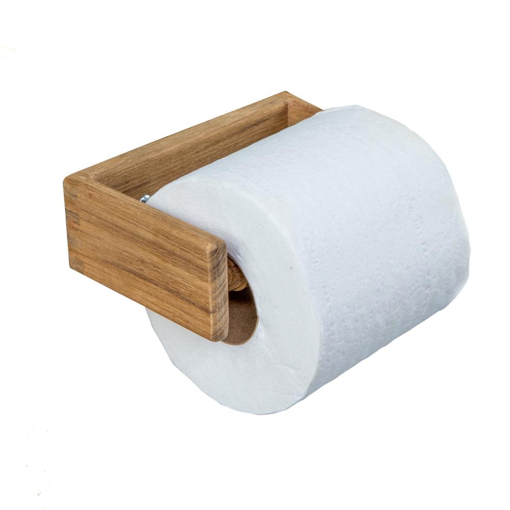 Traditional Solid Teak Wall Mount Toilet Paper Holder. Picture 1