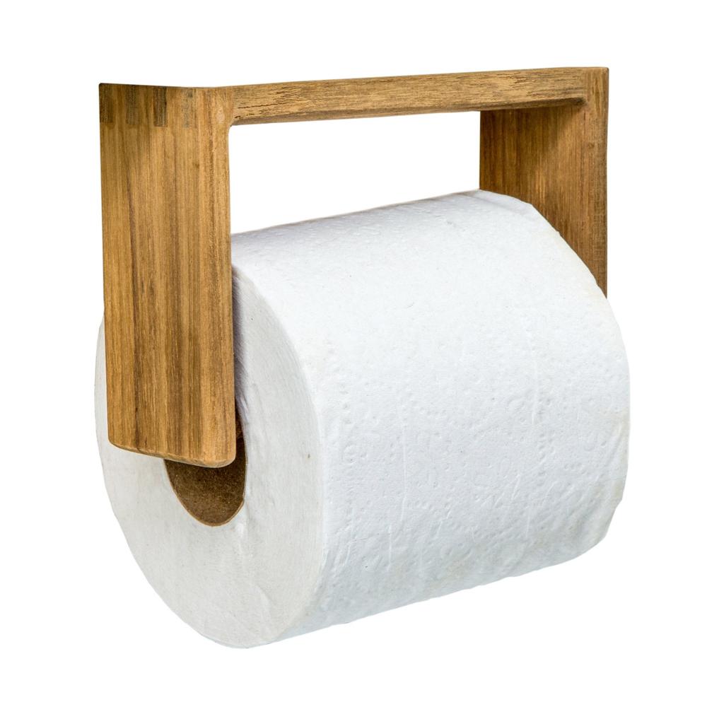 Traditional Solid Teak Wall Mount Toilet Paper Holder. Picture 3