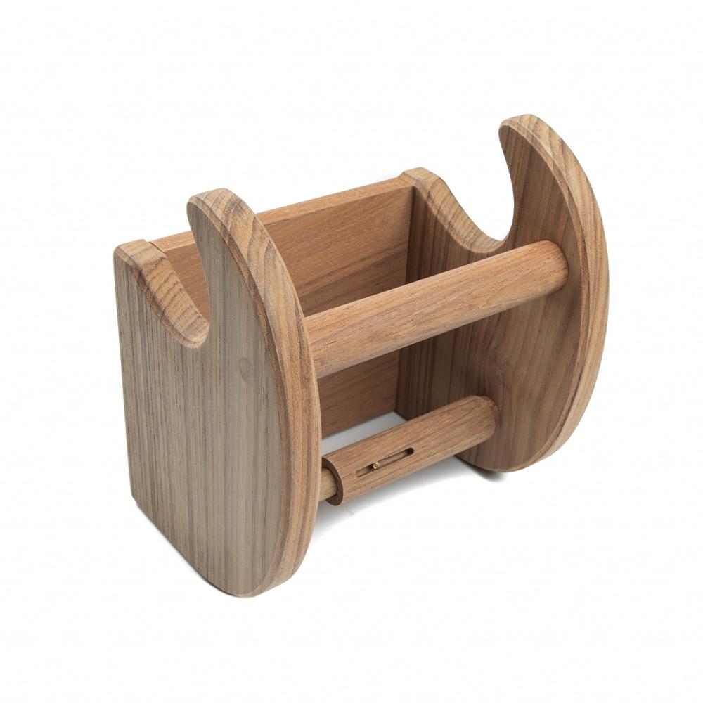 Traditional Solid Teak Magazine and Toilet Paper Holder. Picture 1