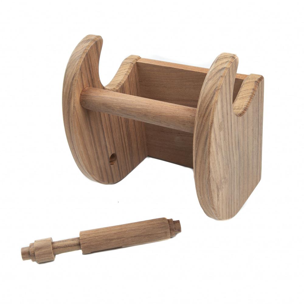 Traditional Solid Teak Magazine and Toilet Paper Holder. Picture 2