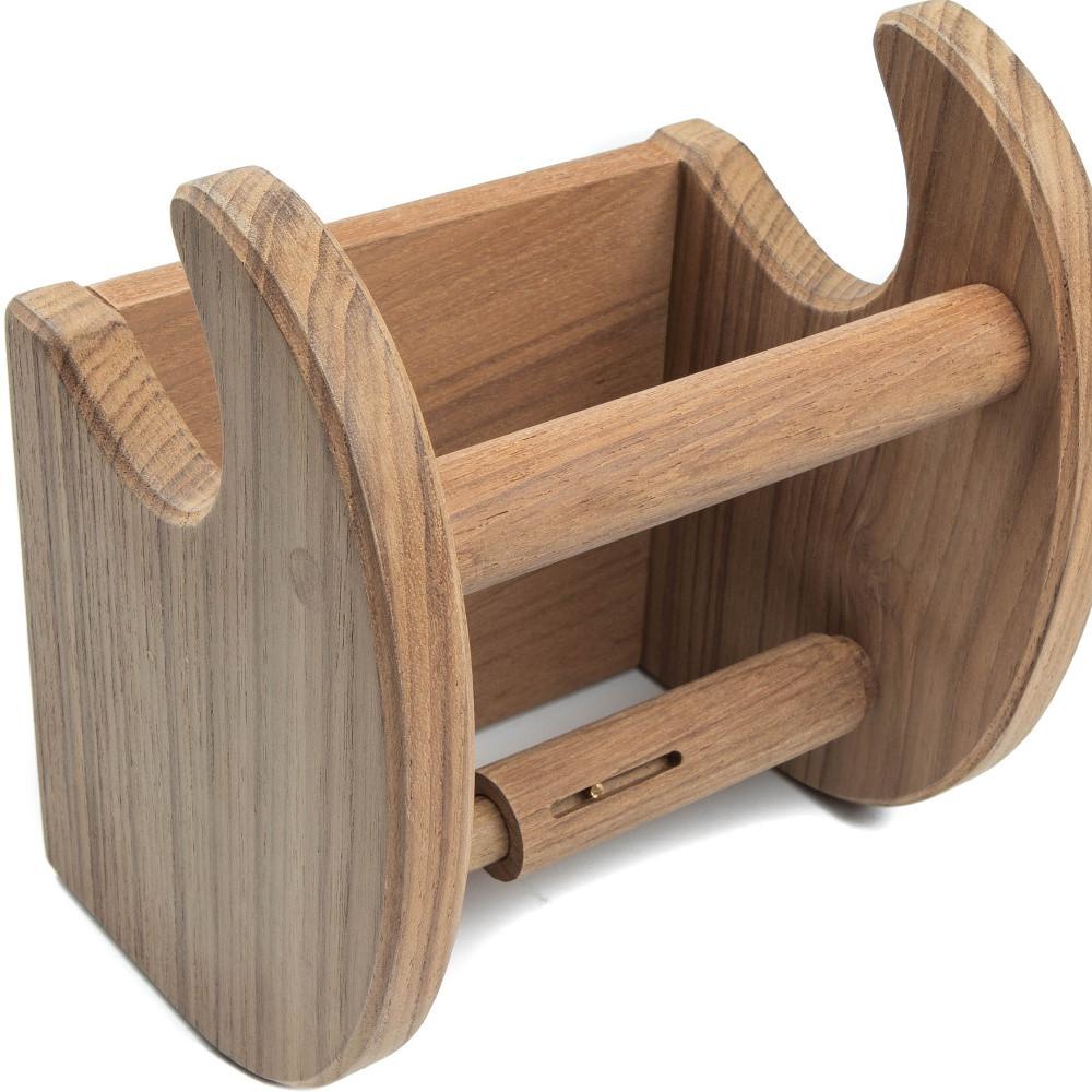 Traditional Solid Teak Magazine and Toilet Paper Holder. Picture 4