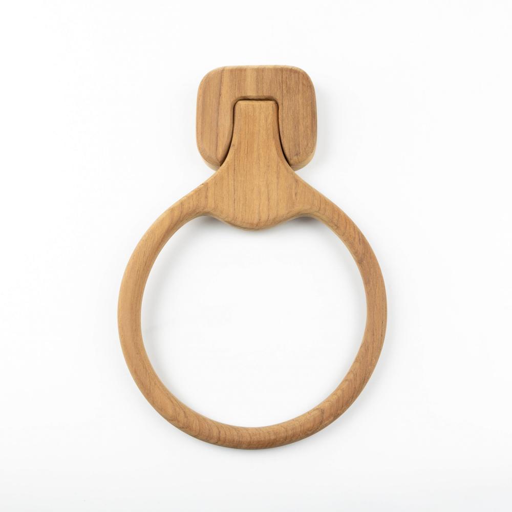 Traditional Solid Teak Wall Mount Towel Ring. Picture 2