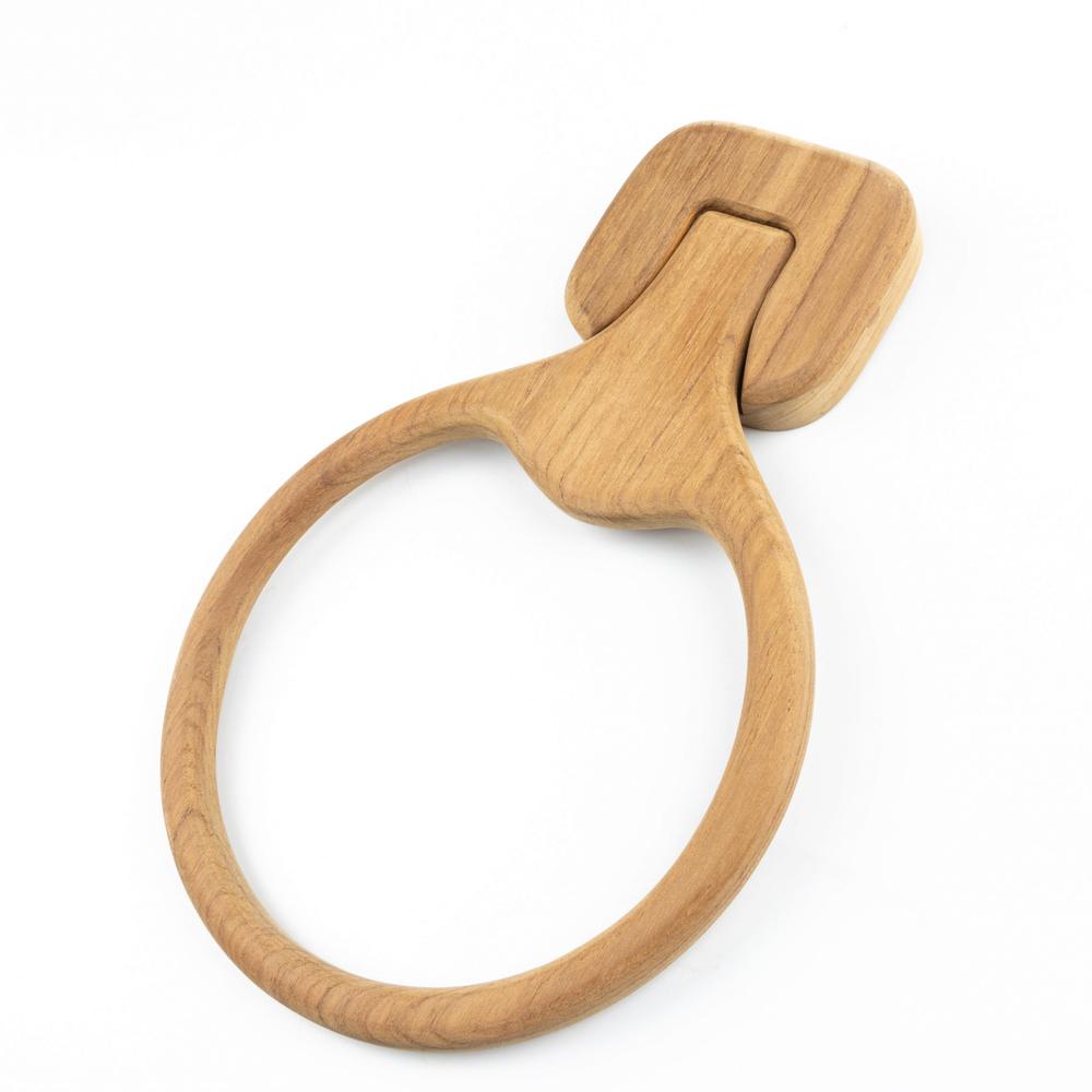 Traditional Solid Teak Wall Mount Towel Ring. Picture 3