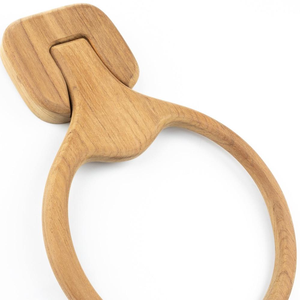 Traditional Solid Teak Wall Mount Towel Ring. Picture 5