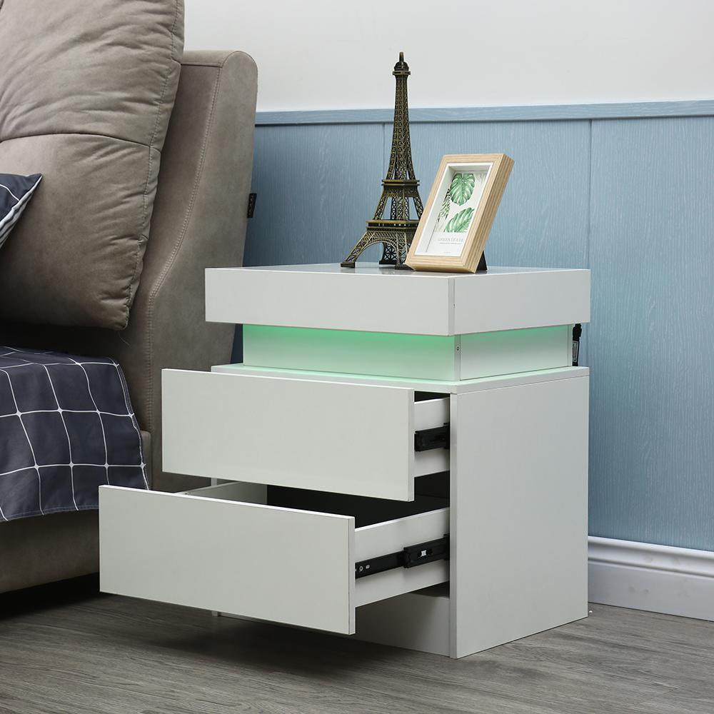 20" White Two Drawer Lighted Nightstand. Picture 9