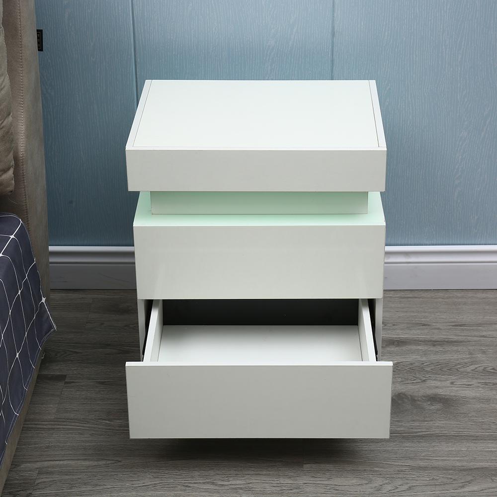20" White Two Drawer Lighted Nightstand. Picture 5