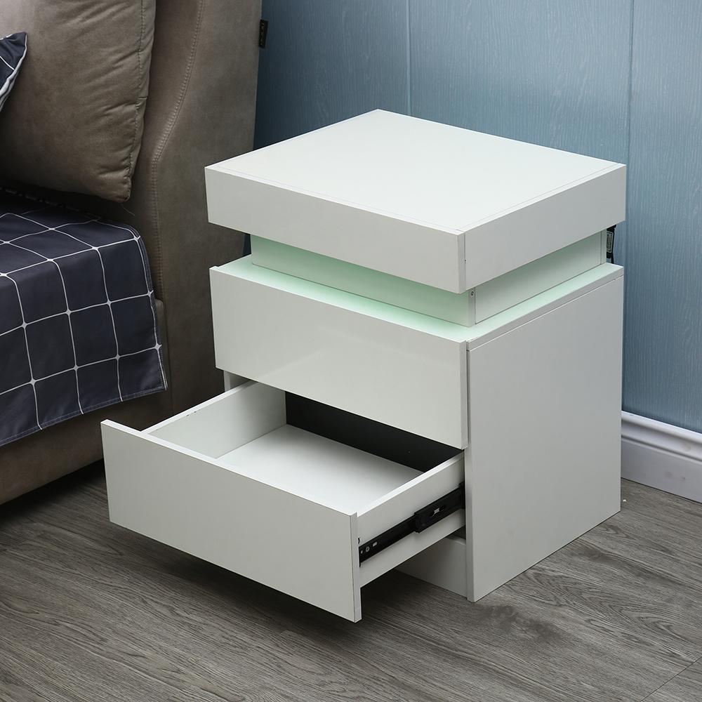 20" White Two Drawer Lighted Nightstand. Picture 6