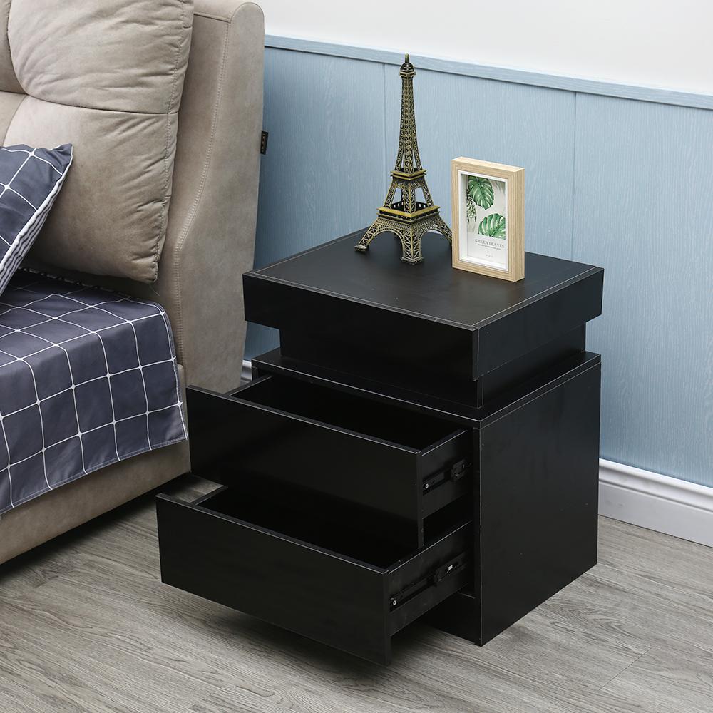 20" Black Two Drawer Lighted Nightstand. Picture 6
