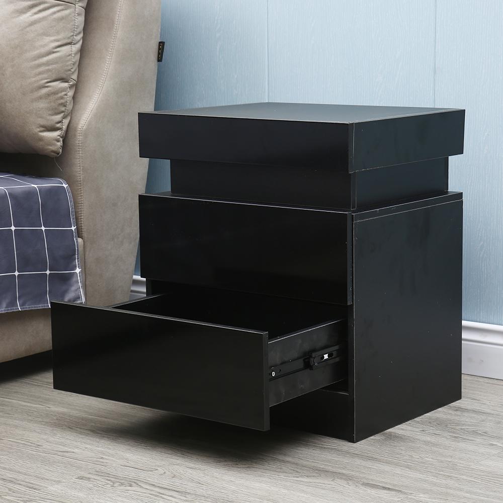 20" Black Two Drawer Lighted Nightstand. Picture 7