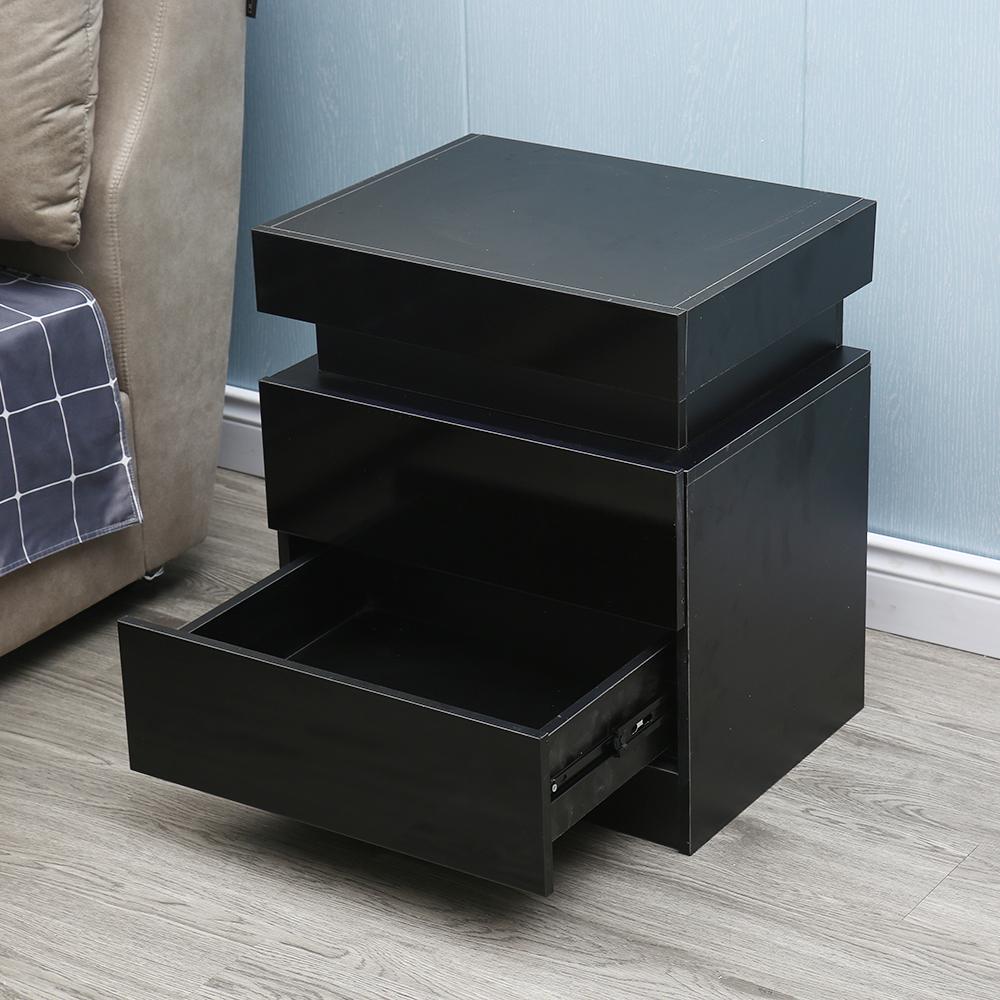 20" Black Two Drawer Lighted Nightstand. Picture 4