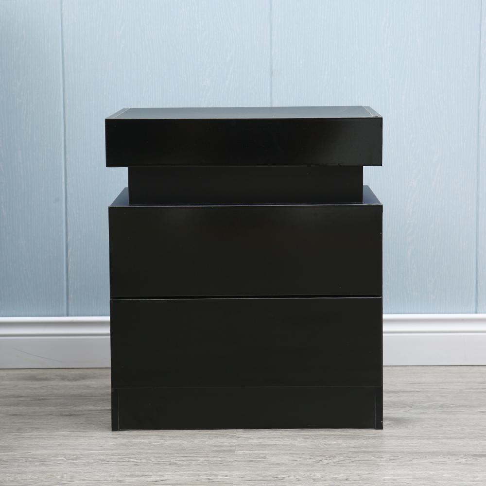 20" Black Two Drawer Lighted Nightstand. Picture 5