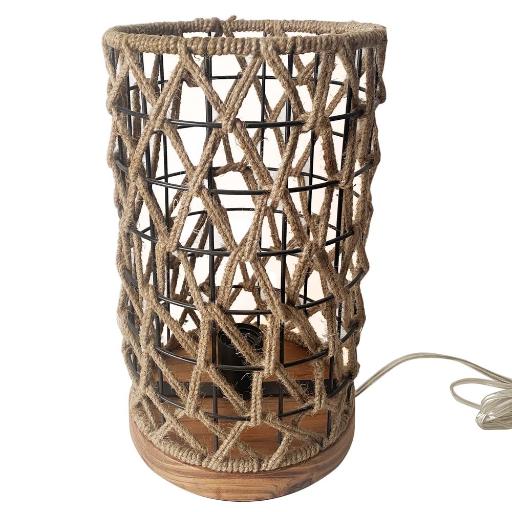 17” Modern Boho Jute Cylinder Table Lamp. Picture 2