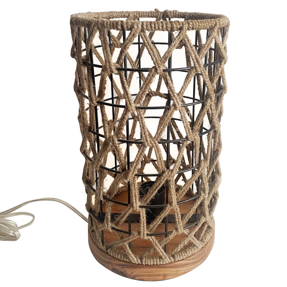 17” Modern Boho Jute Cylinder Table Lamp. Picture 3