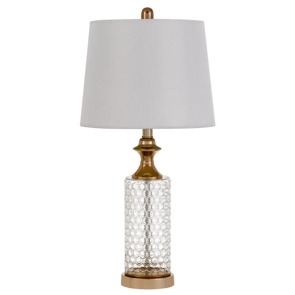 Set of Two 27" Glass Honeycomb and Rose Gold Table Lamps. Picture 2